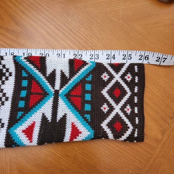 Pink Cattlelac Women Brown Open Long Sleeve Belted Western Cardigan Sweater sz S - Picture 8 of 10